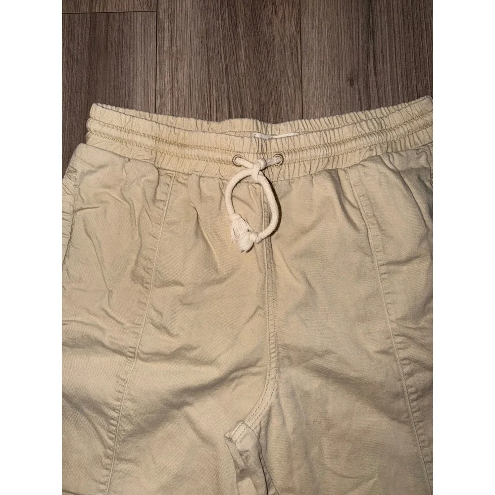 We The Free Free People Beige Cotton‎ Wide Leg Utility Pants Drawstring Large H1